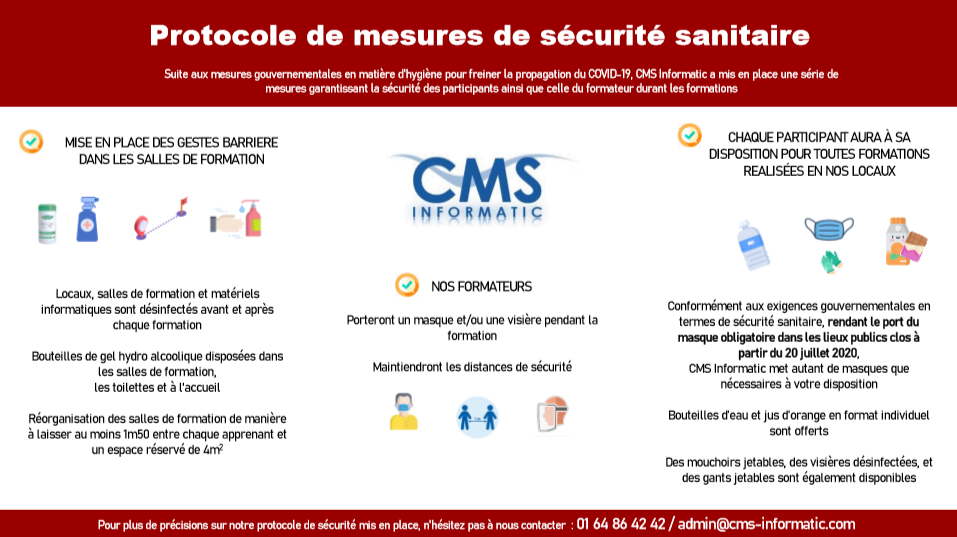 Plaquette Gestes Barrières Protocole de sécurité sanitaire CMS Informatic